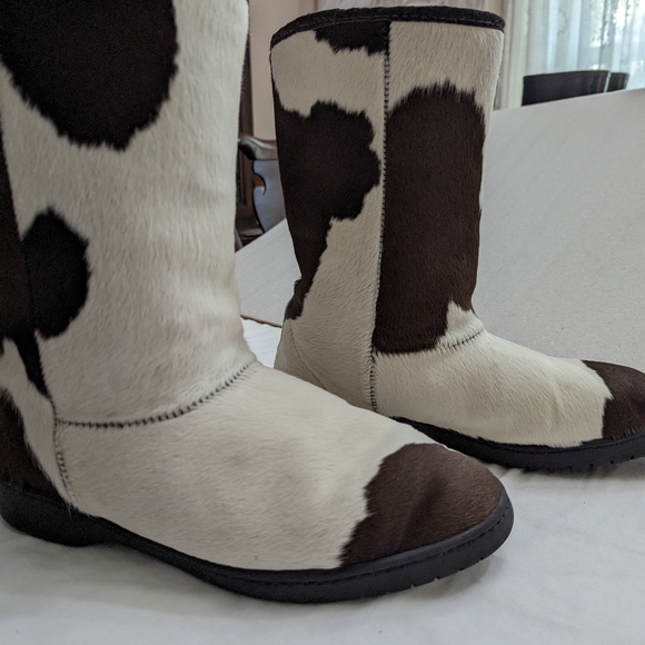 New Zealand Cow Boots US Size 9, White and Brown Hair - Picture 1 of 9